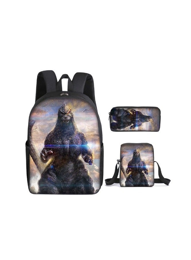 Godzilla New Godzilla Student Backpack Three-piece Set 29*16*42cm