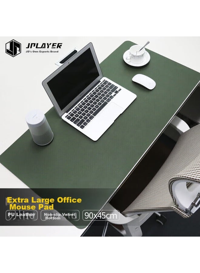 Jplayer Mouse Pad, Extra Large Office Desk Pad, Laptop Pad, Keyboard Pad, Home Office Writing Desk Pad, Waterproof Pad, Leather, Dirt-Resistant, Customizable, Dark Green, 90*45Cm - Image 5