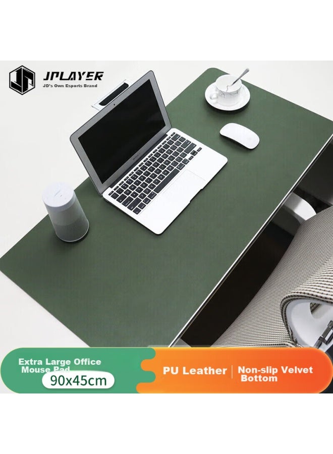 Jplayer Mouse Pad, Extra Large Office Desk Pad, Laptop Pad, Keyboard Pad, Home Office Writing Desk Pad, Waterproof Pad, Leather, Dirt-Resistant, Customizable, Dark Green, 90*45Cm - Image 1