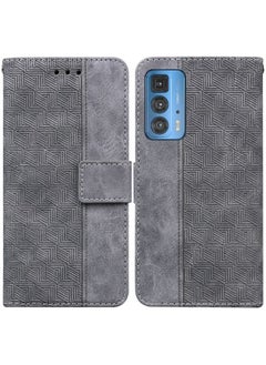 Case Cover For For Motorola Moto Edge 20 Pro Geometric Embossed Leather Phone Case(Grey)