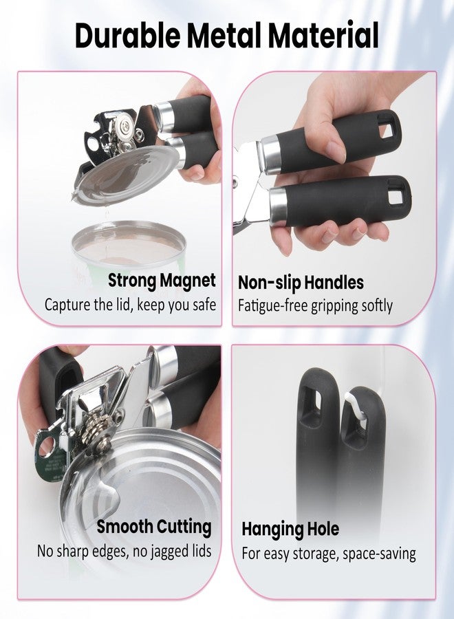 LUVCOSY Magnetic Can Opener Bundle with Can Strainers Fit for 3.0''|3.5''|4.0-inches Can | Quick Drain Can Strainers | Sharp Stainless Steel Cutting Wheel | Easy to Use | 3 PCs Canned Food Duo - Image 3
