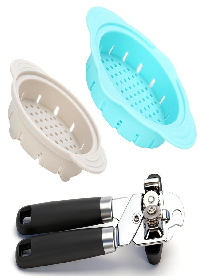LUVCOSY Magnetic Can Opener Bundle with Can Strainers Fit for 3.0''|3.5''|4.0-inches Can | Quick Drain Can Strainers | Sharp Stainless Steel Cutting Wheel | Easy to Use | 3 PCs Canned Food Duo - Image 1