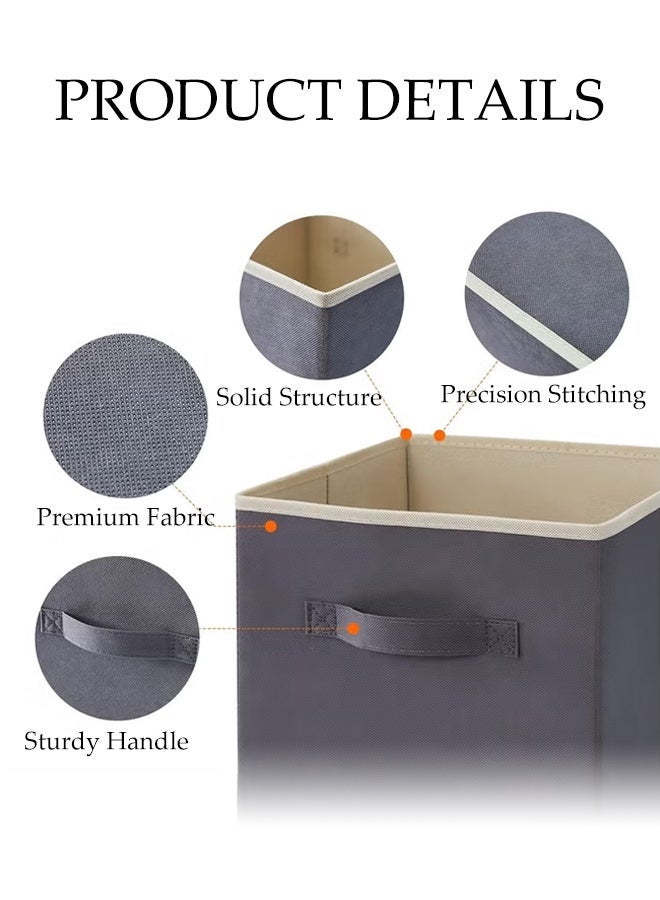 DUNISO 3 Pack Collapsible Storage Bins, Fabric Bins with Handles, Large Capacity Storage Cubes，Suitable for Books Toys Clothes and Sundries(Grey，33x33x33 cm) - Image 3
