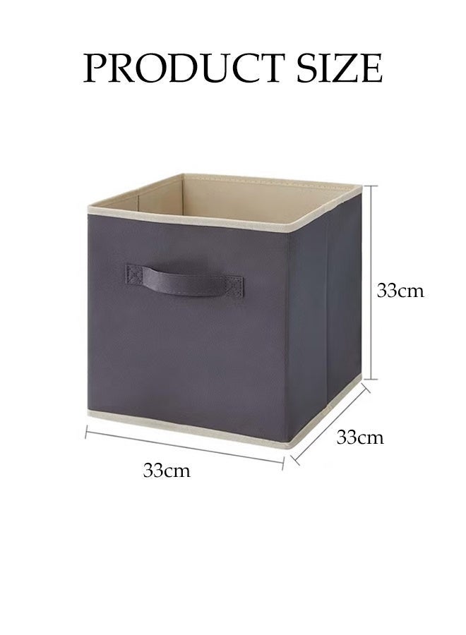 DUNISO 3 Pack Collapsible Storage Bins, Fabric Bins with Handles, Large Capacity Storage Cubes，Suitable for Books Toys Clothes and Sundries(Grey，33x33x33 cm) - Image 2