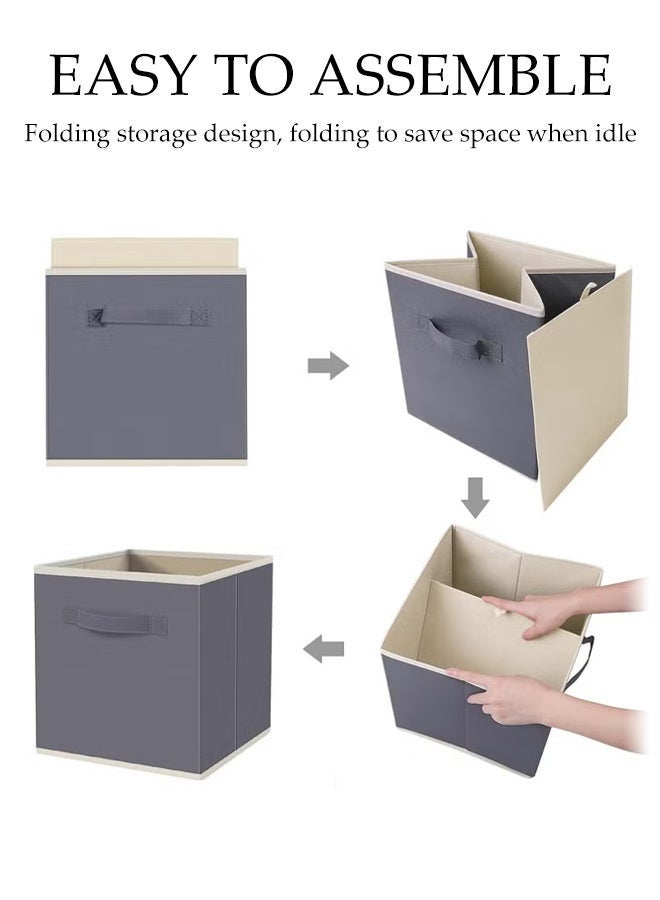 DUNISO 3 Pack Collapsible Storage Bins, Fabric Bins with Handles, Large Capacity Storage Cubes，Suitable for Books Toys Clothes and Sundries(Grey，33x33x33 cm) - Image 4