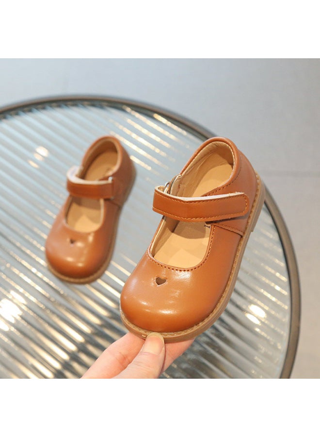 Black Leather Shoes For Boys And Girls  Spring New Style British Style Small Leather Shoes Kidsren's Princess Shoes Preppy Style Small Flats