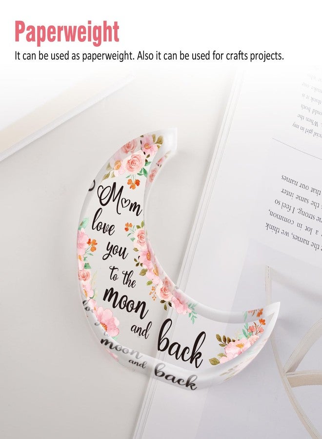 Einanmut Mothers Day Special Gifts for Mom, Mom birthday Gifts from Daughter Son - Thanksgiving Presents for Mom - Acrylic Moon Shaped Decorative Plaque Gifts. - Image 3