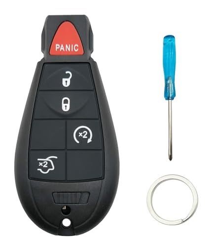 Arruweer Key Fob Case Shell fit for Jeep Grand Cherokee 2008-2013 Commander 2008-2010 Dodge Ram Journey Grand Caravan Charger Durango Challenger Magnum Keyless Entry Remote Key Fob (5 Buttons-A) - Image 1
