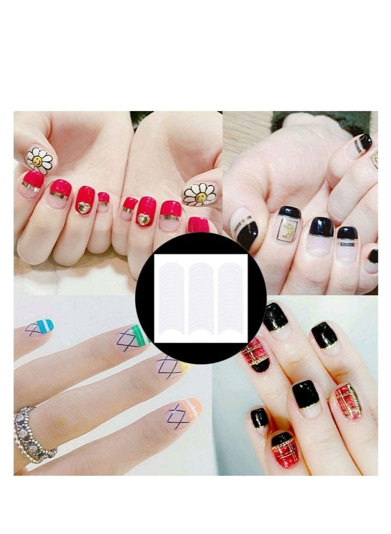 20 ورقة (960pcs) الفرنسية الأظافر ذاتية اللاصق ورقة قالب الأظافر نصيحة ابتسامة خط دليل للسيدات والبنات - تصميم على شكل القمر - Image 2
