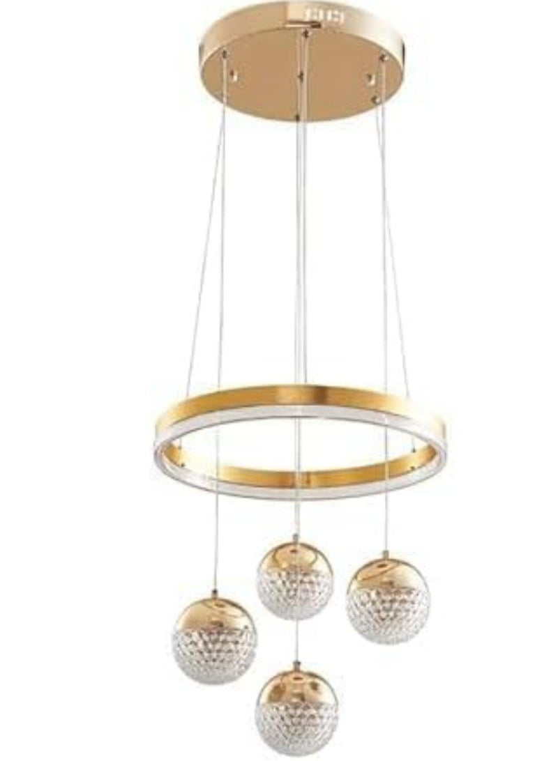 LED Golden 4 Light Pendant Chandelier Light Modern LED Chandelier For Dining Living Room Hanging suspension luminaire Chandeliers - Warm White  - Image 1