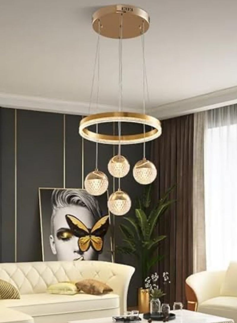 LED Golden 4 Light Pendant Chandelier Light Modern LED Chandelier For Dining Living Room Hanging suspension luminaire Chandeliers - Warm White  - Image 2