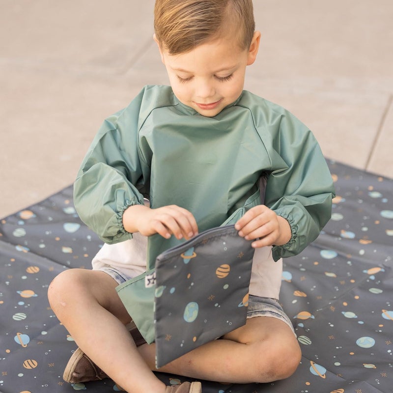 Tiny Twinkle Reusable Snack Bags for Kids – 3 Pack Snack Pouches & Sandwich Bag for Toddlers – Machine Washable, Mess-Proof for Lunch & Travel (Space) - Image 5