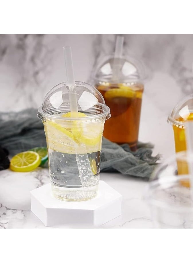 MARKQ Plastic Cups With Dome Lids - Disposable Clear Cups for Cold Drinks, Desserts, Milkshakes, Iced Coffee - Perfect for Slush Cups - Smoothies Cup (500, 12oz) - Image 4