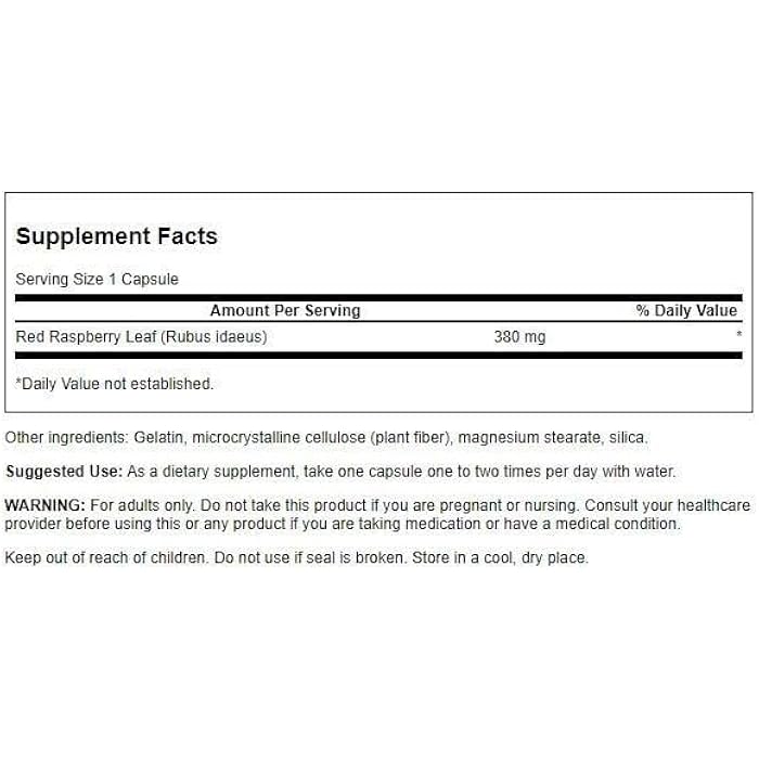 Swanson Red Raspberry Leaves 380 Milligrams 100 Capsules - Image 2