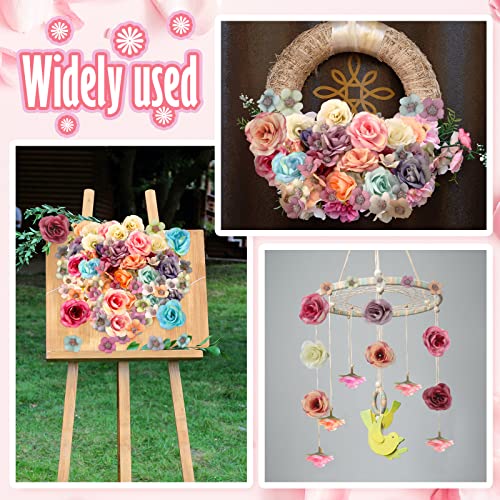 Janinka 174 Pcs Fake Mini Flowers for Crafts Small Silk Artificial Fabric Flowers Bulk for DIY Wedding Birthday Party Wreath Decor, 2 cm 4 cm(Multicolor) - Image 3