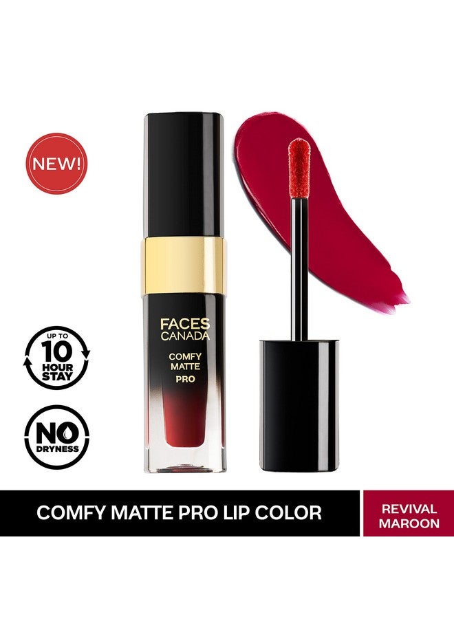 فاسيسكانادا FACES CANADA أحمر شفاه سائل غير لامع مريح - Revival Maroon 14، 5.5 مل | يدوم لمدة 10 ساعات | لون مكثف | غني بزيت المكاديميا وزبدة الزيتون | خفيف الوزن وناعم للغاية | لا يجف | خالٍ من الكحول - Image 2