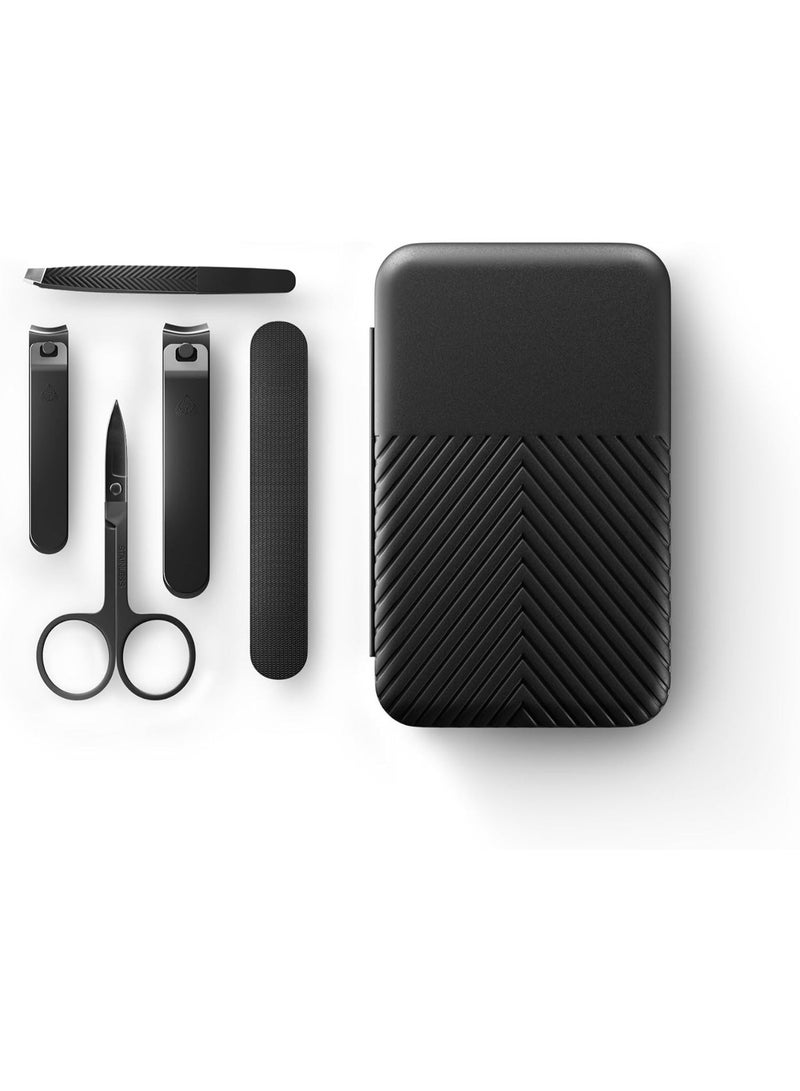 MANSCAPED® Shears 3.0, 5-Piece Precision Men’s Nail Grooming Travel Kit, Stainless Steel Manicure Set with Fingernail & Toenail Clippers, Nail File, Slant Tip Tweezers, Cuticle Scissors, Travel Case - Image 1