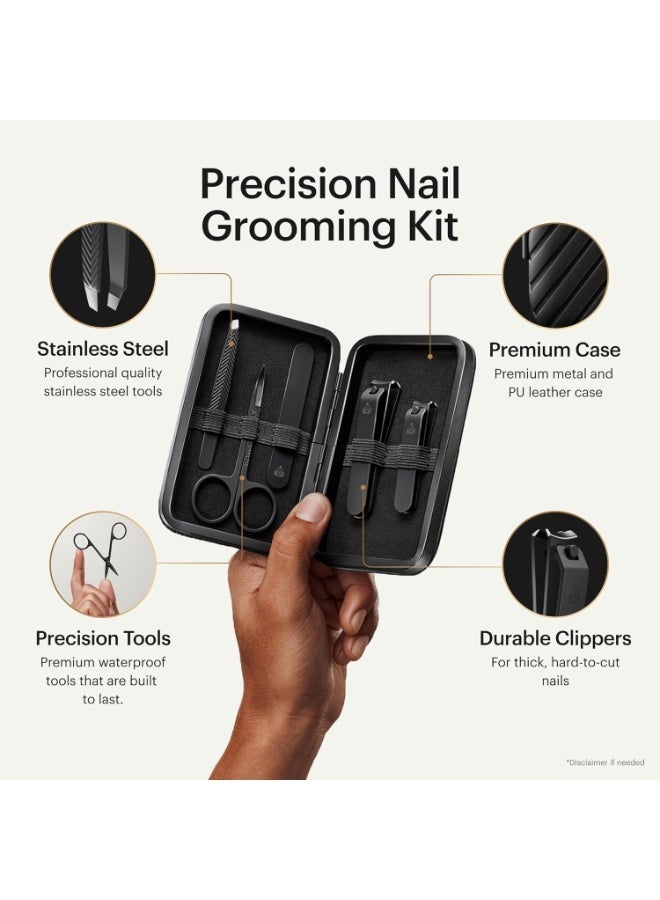 MANSCAPED® Shears 3.0, 5-Piece Precision Men’s Nail Grooming Travel Kit, Stainless Steel Manicure Set with Fingernail & Toenail Clippers, Nail File, Slant Tip Tweezers, Cuticle Scissors, Travel Case - Image 4