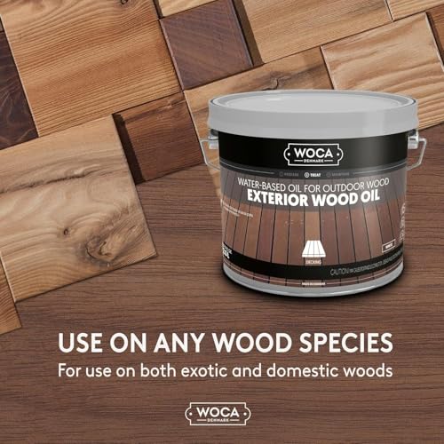 WOCA Denmark - Exterior Wood Oil - Water Based Penetrating Stain for Outdoor Wood Decks, Fences, Siding and Furniture - 2.5L - Hazelnut - Image 4