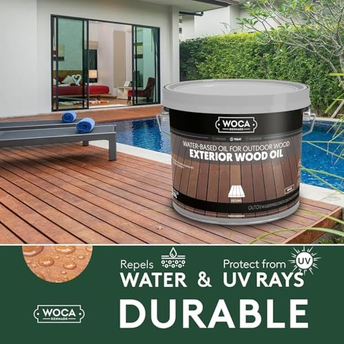 WOCA Denmark - Exterior Wood Oil - Water Based Penetrating Stain for Outdoor Wood Decks, Fences, Siding and Furniture - 2.5L - Hazelnut - Image 3