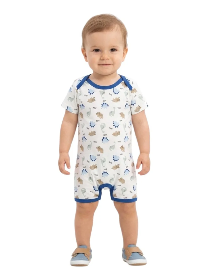 بامبيميسي Baby  Cotton Roar Bodysuit Short Sleeve  – 3-Piece Newborn Outfit
