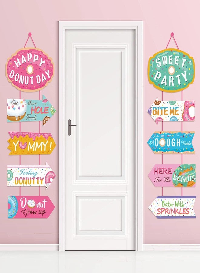 JOLLYSTYLE Donut Party Supplies Hanging Porch Sign Banner - Donut Food Theme Party/Tea/Doughnut Baby Shower/Birthday Party Decorations Favors Paper Door Garland - Image 2