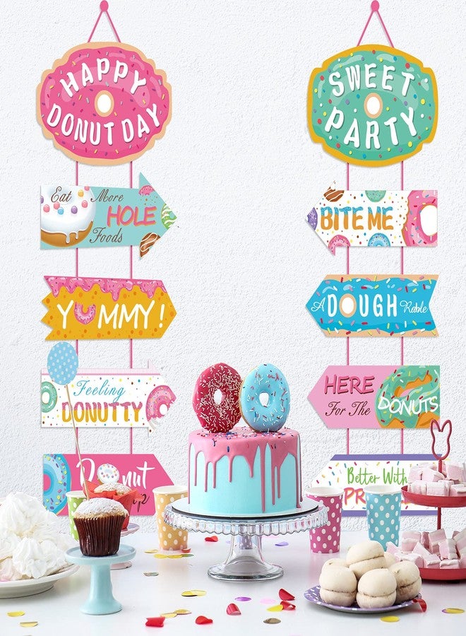 JOLLYSTYLE Donut Party Supplies Hanging Porch Sign Banner - Donut Food Theme Party/Tea/Doughnut Baby Shower/Birthday Party Decorations Favors Paper Door Garland - Image 3
