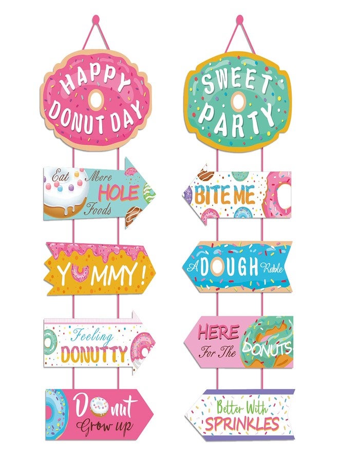 JOLLYSTYLE Donut Party Supplies Hanging Porch Sign Banner - Donut Food Theme Party/Tea/Doughnut Baby Shower/Birthday Party Decorations Favors Paper Door Garland - Image 4