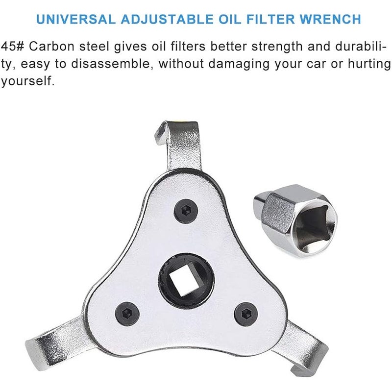 GOHAWKTEQ Universal Adjustable Oil Filter Wrench From 2-1/2 inch to 4.5 inch Oil Filter Wrench Tool Set With 3 Jaw - Image 2
