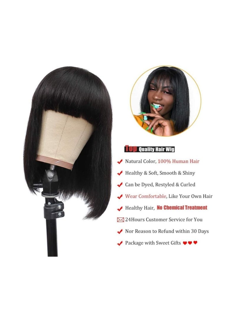 إستيل شعر مستعار قصير بوب مع الانفجارات باروكات شعر بشري برازيلي مستقيم 150٪ كثافة بلا دانتيل أمامي شعر مستعار بدون غراء مصنوع آليًا شعر مستعار بوب للنساء ذوات البشرة السوداء - Image 4