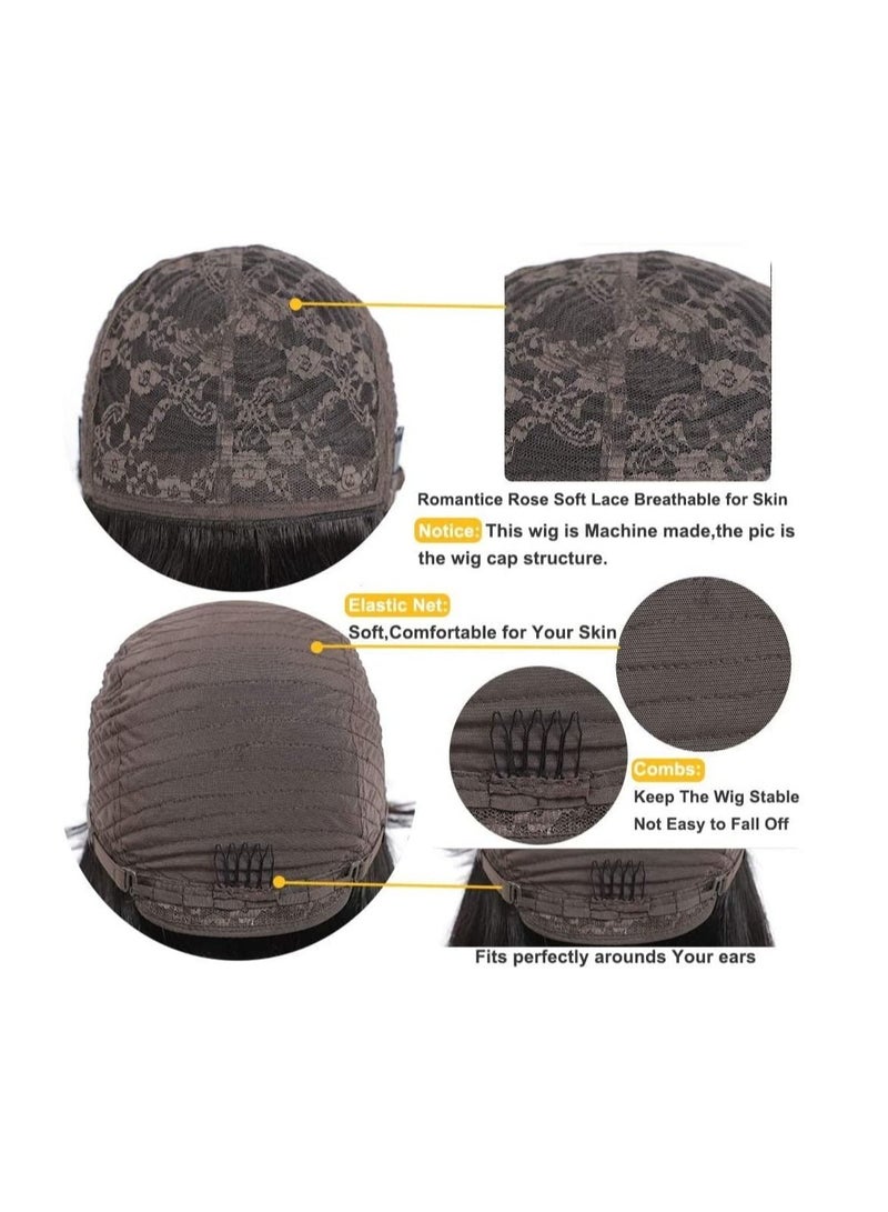 إستيل شعر مستعار قصير بوب مع الانفجارات باروكات شعر بشري برازيلي مستقيم 150٪ كثافة بلا دانتيل أمامي شعر مستعار بدون غراء مصنوع آليًا شعر مستعار بوب للنساء ذوات البشرة السوداء - Image 2