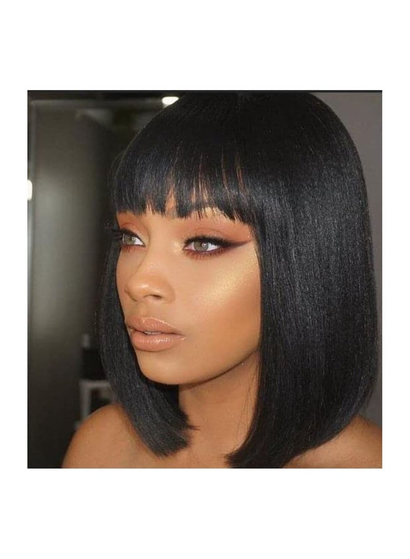 إستيل شعر مستعار قصير بوب مع الانفجارات باروكات شعر بشري برازيلي مستقيم 150٪ كثافة بلا دانتيل أمامي شعر مستعار بدون غراء مصنوع آليًا شعر مستعار بوب للنساء ذوات البشرة السوداء - Image 5