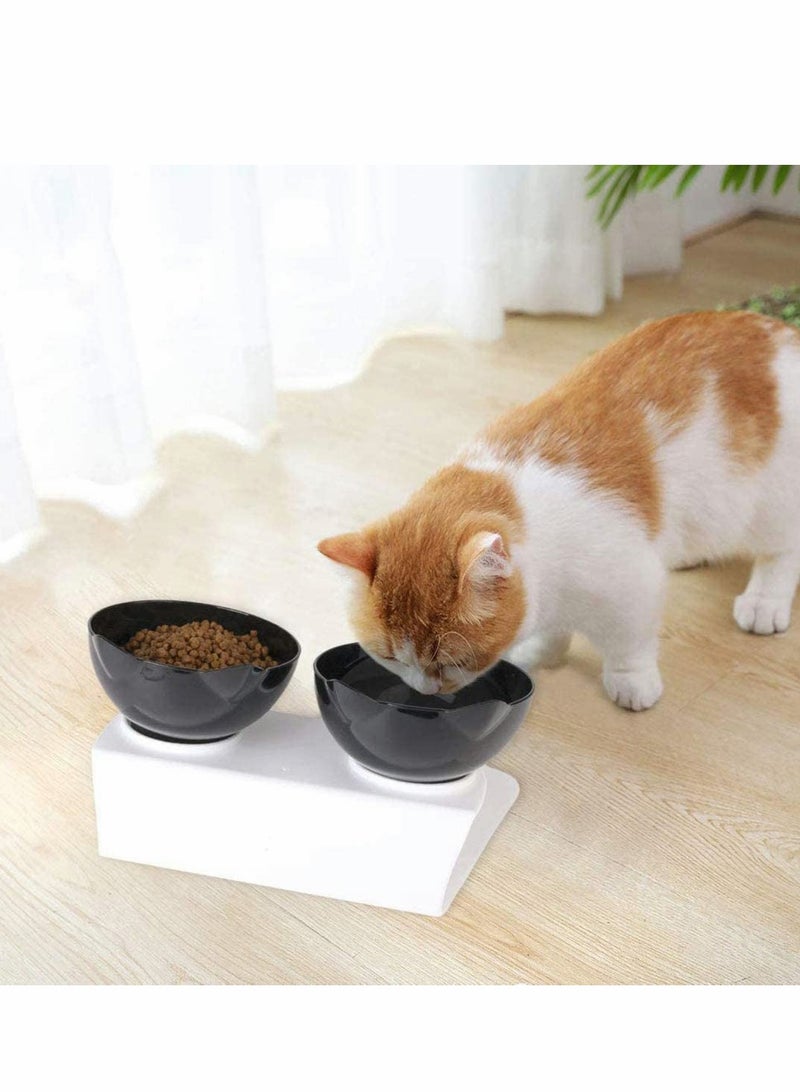 Zikra Elevated Double Cat Bowl, Pet Feeding Bowl, 15¬∞Tilted Raised Pet Bowl Stress-Free Suit for Cats Small Dogs Cat Feeder Cat Feeding Bowl - Image 2