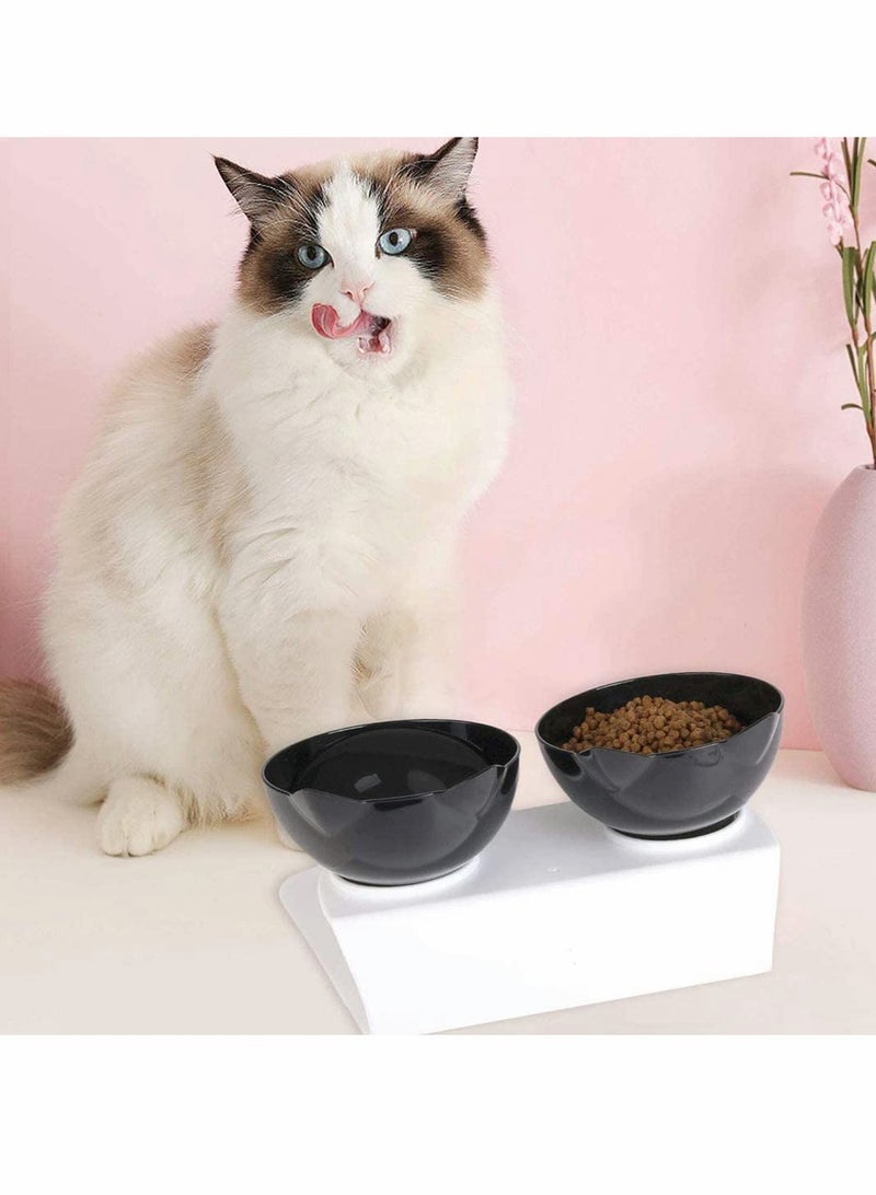 Zikra Elevated Double Cat Bowl, Pet Feeding Bowl, 15¬∞Tilted Raised Pet Bowl Stress-Free Suit for Cats Small Dogs Cat Feeder Cat Feeding Bowl - Image 5