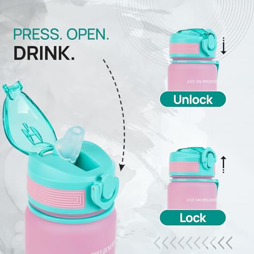 SKYTONE Water Bottle 1 Litre with Motivational Time Marker For Adults, Non-Toxic Water bottle for office, Water bottle for gym, Running Sports Water Bottle (1L SAPPHIRE BLACK) (Pink) - Image 3