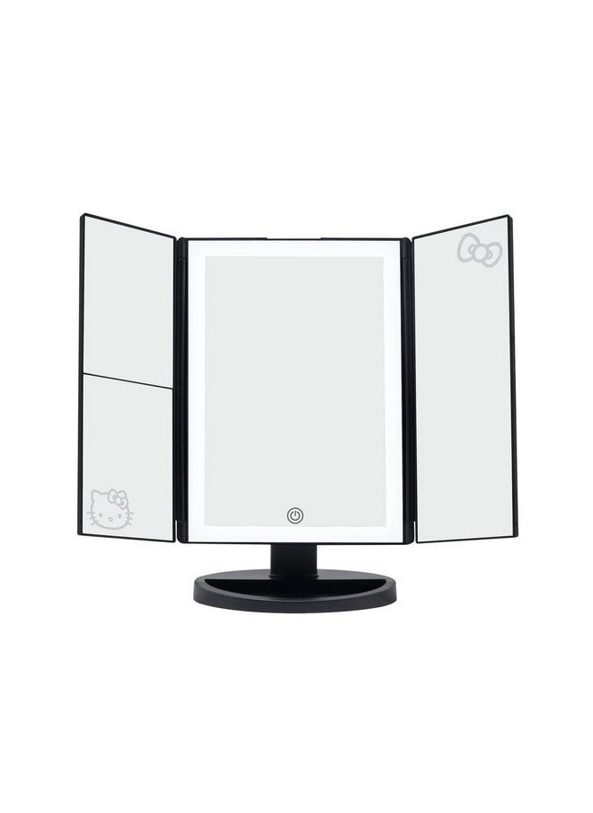 IMPRESSIONS VANITY · COMPANY - Impressions Vanity Hello Kitty Mirror With Lights Trifold Led Tritone Makeup Mirror With Touch Sensor And Three Adjustable Mirror Panels Makeup Vanity Handheld Magnifying Mirror (Black) - Image 1