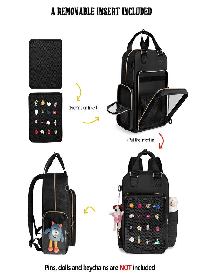 Prokva Ita Backpack Pin Display Bag with Inserts for Pins, Cute Ita Bag for Anime Cosplay and Concert, Black (Patent Design) - Image 2