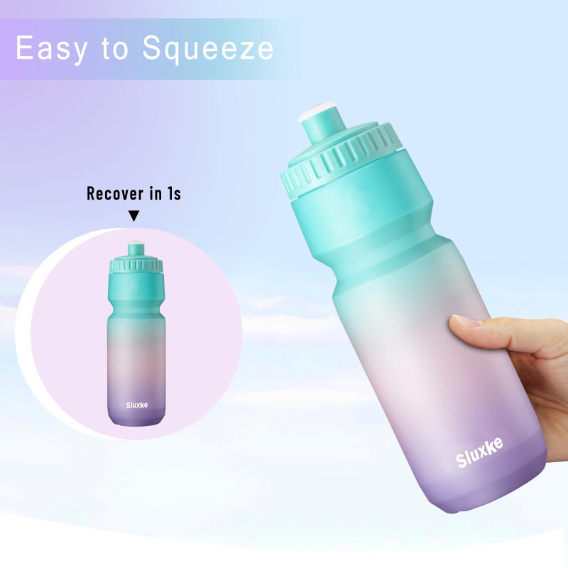 SLUXKE 24oz Bicycle Water Bottle 2Pack, 720ml Sports Squeeze Bottle BPA Free, Durable Fits Most Bike Cycling Cages - Image 3