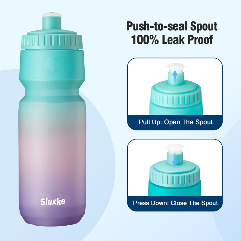 SLUXKE 24oz Bicycle Water Bottle 2Pack, 720ml Sports Squeeze Bottle BPA Free, Durable Fits Most Bike Cycling Cages - Image 5