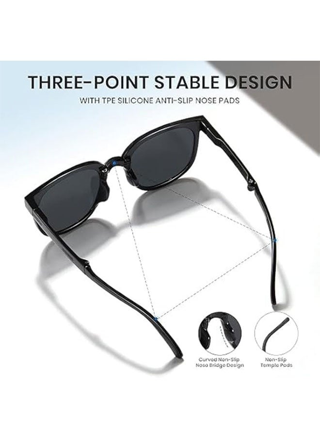 Foldable Sunglasses with Storage Bag, Polarized UV Protection for Women Men, Ultralight Classic Square Sunglasses Frame for Driving Fishing Travel, Black - Image 5