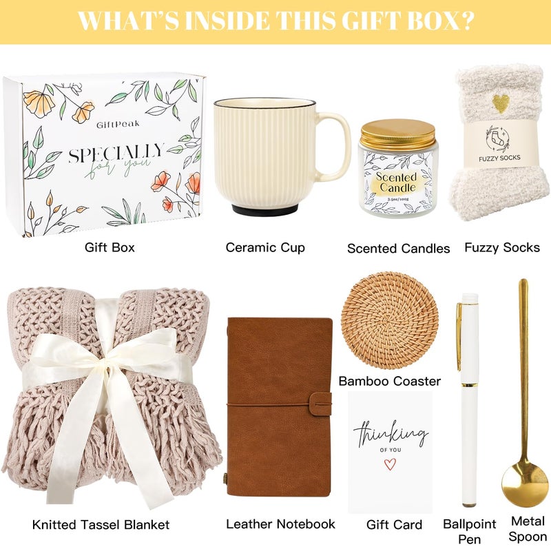 GiftPeak Gifts for Women, Get Well Soon Gifts for Women, Sympathy Care Baskets, Thinking of You Care Package, Self Care Gifts, After Surgery Feel Better Gifts Blanket (Khaki) - Image 2