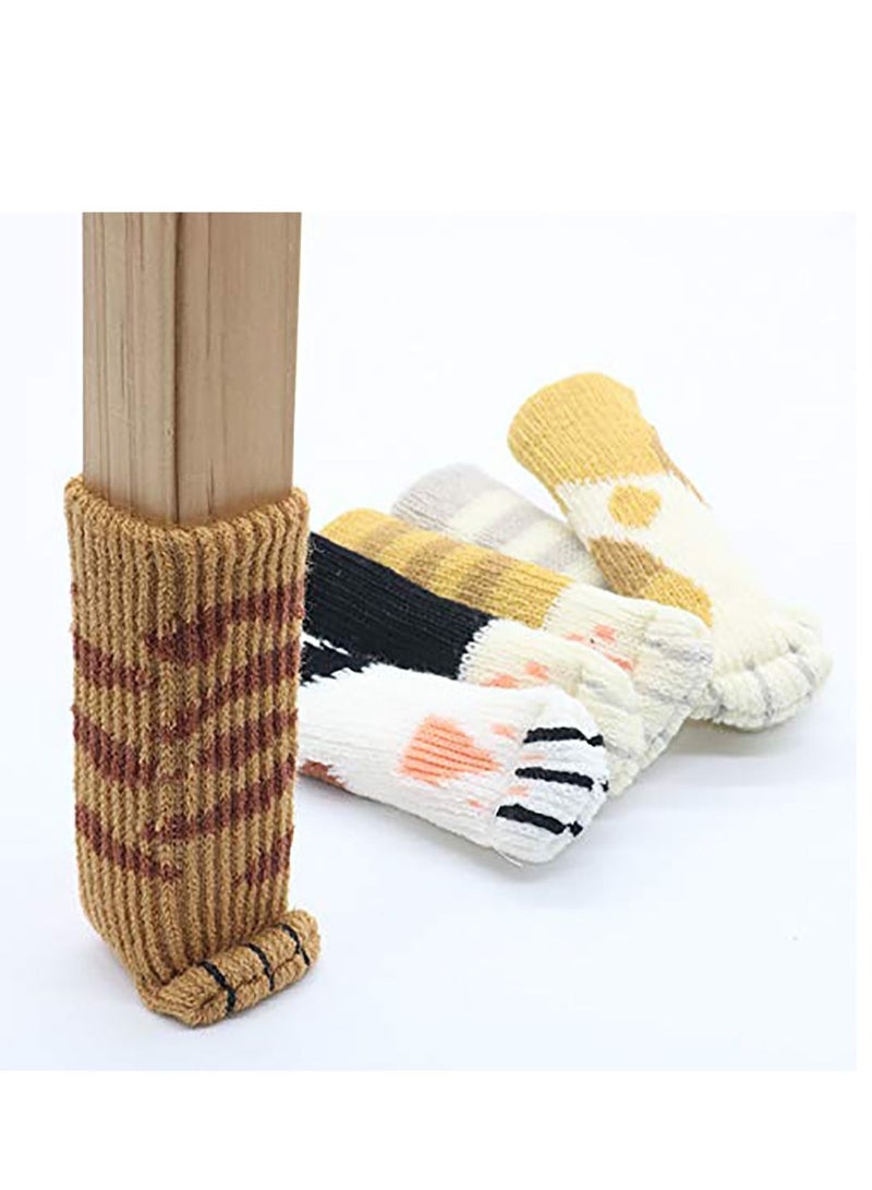 SYOSI 24 PCS Chair Socks with Cat Paws Design 6 Patterns Furniture Leg Caps Anti Scratch Anti-Noise Chair Leg Covers Table Leg Pads Floor Protectors - Image 3