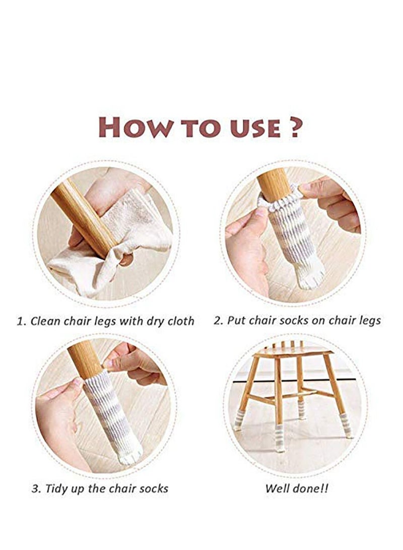 SYOSI 24 PCS Chair Socks with Cat Paws Design 6 Patterns Furniture Leg Caps Anti Scratch Anti-Noise Chair Leg Covers Table Leg Pads Floor Protectors - Image 4