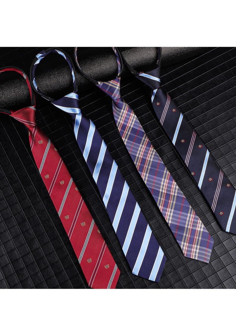KASTWAVE 4 Pcs Kids Tie for Boys Adjustable Zipper Youth Students Children Toddler Necktie for Shirt Wedding Graduation School Uniform 6-12 Years - Image 5