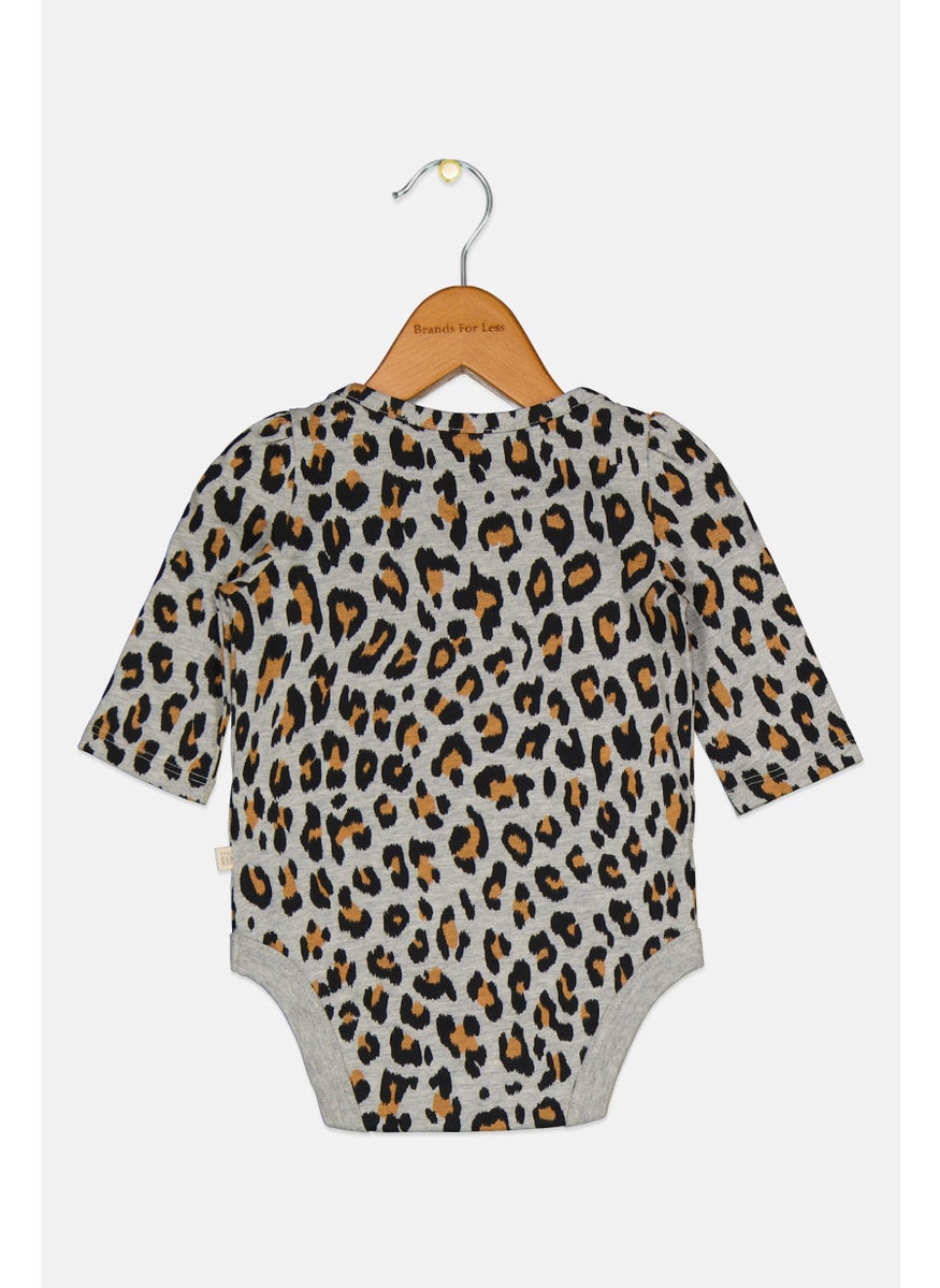 GAP - Toddlers Girl Animal Print Long Sleeves Bodysuit, Grey - Image 1