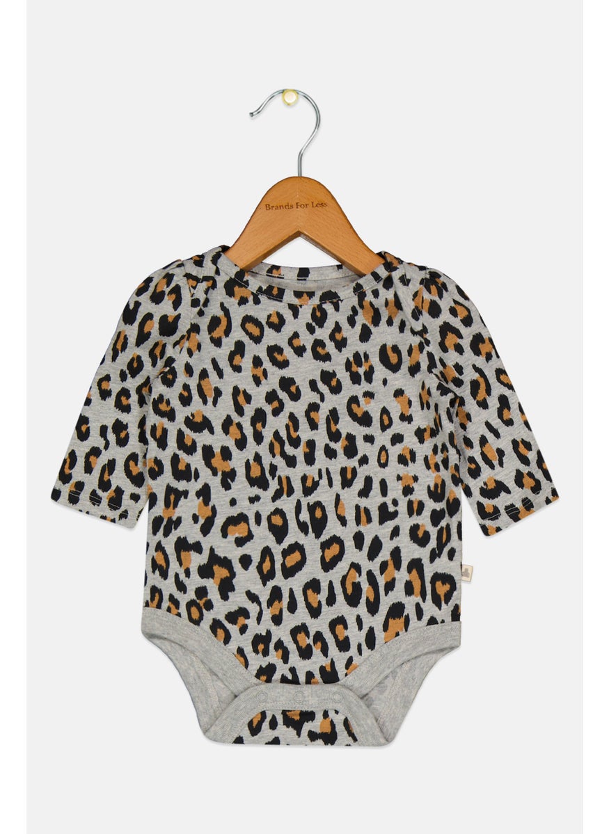 GAP - Toddlers Girl Animal Print Long Sleeves Bodysuit, Grey - Image 1
