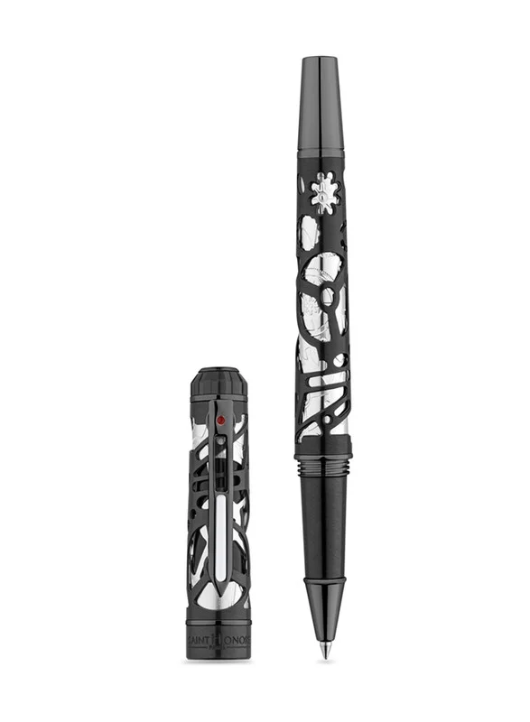 سانت هونور Saint Honore Monceau Ion Plated Gun & Silver With Stainless Steel Inlay Pen - 6811 71N - 143MM