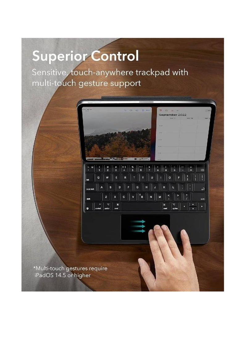 GENNEXT GENNEXT iPad Keyboard 10th Generation (2022) Case with Floating Cantilever Stand, Springy Backlit Keys, Multi-Touch Trackpad - Black  - Image 3