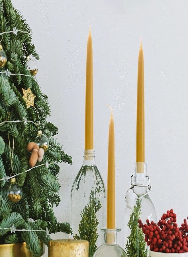 DEYBBY 10'' Natural Beeswax Taper Candles Set of 6, DEYBBY Smokeless and Dripless Beeswax Candle, Long Lasting Burning Non Toxic - Image 3