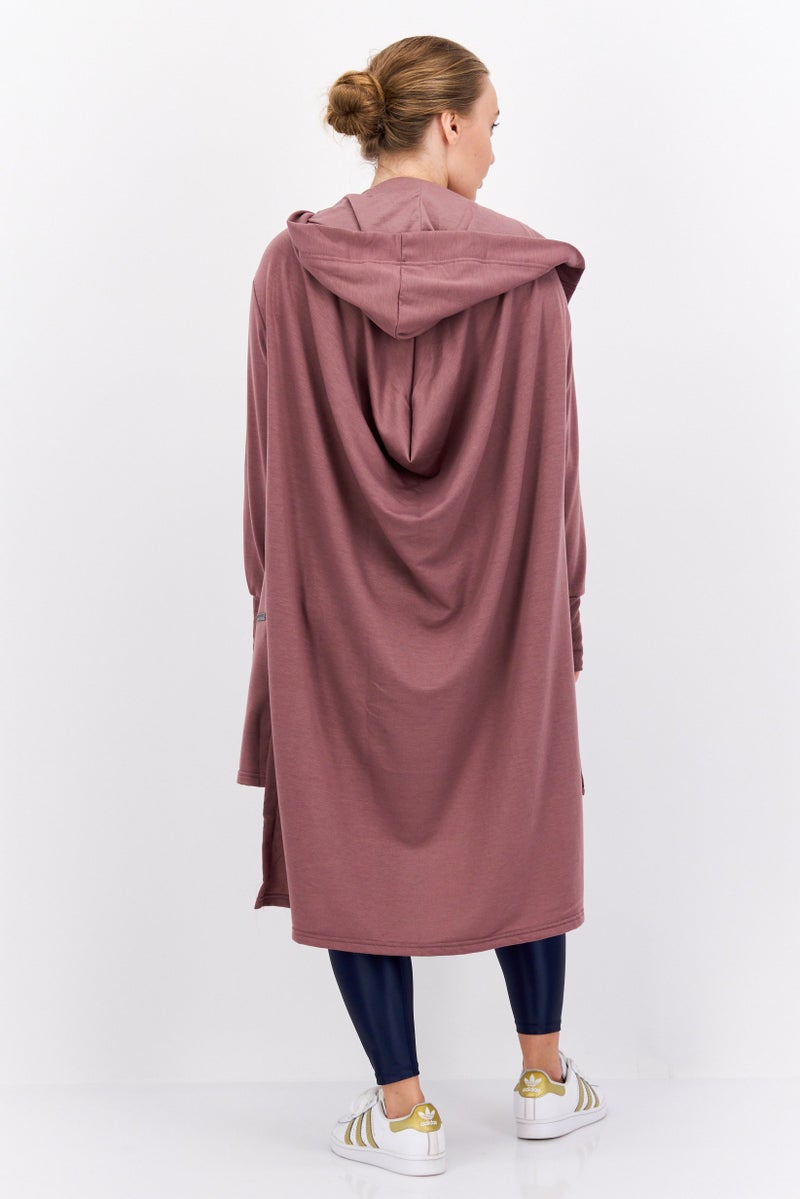 NINE WEST Women Hooded Long Sleeve Plain Open Front Cardigans, Light Mauve  - Image 3